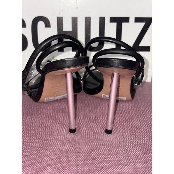 Schutz Mila Sandals in Black 8.5 New with Box Womens Crystal High Heels - Picture 10 of 16